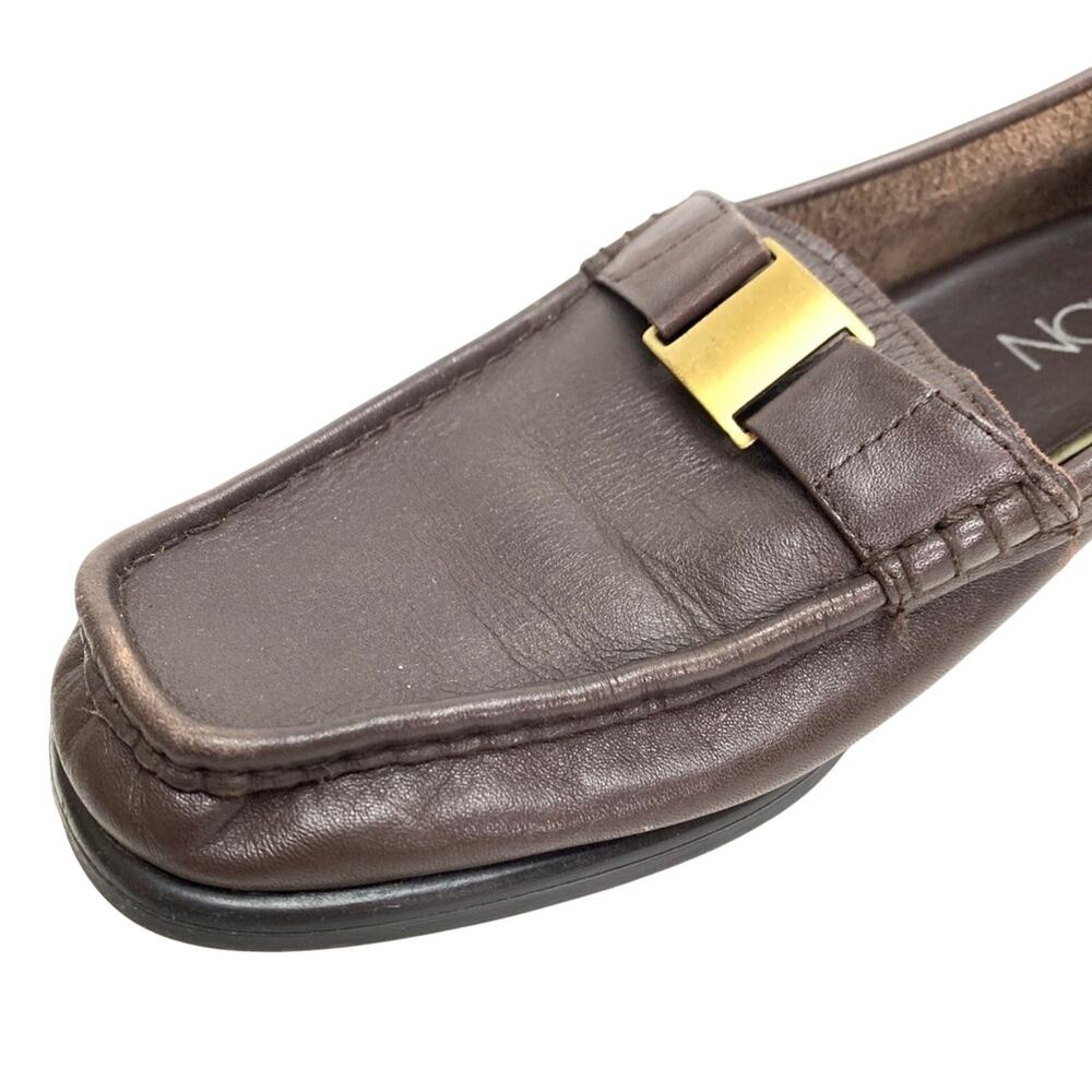 MARKON Womens Square Toe Brown Leather Loafers Flats ALPHA Slip On Shoes sz 10 - Picture 8 of 16